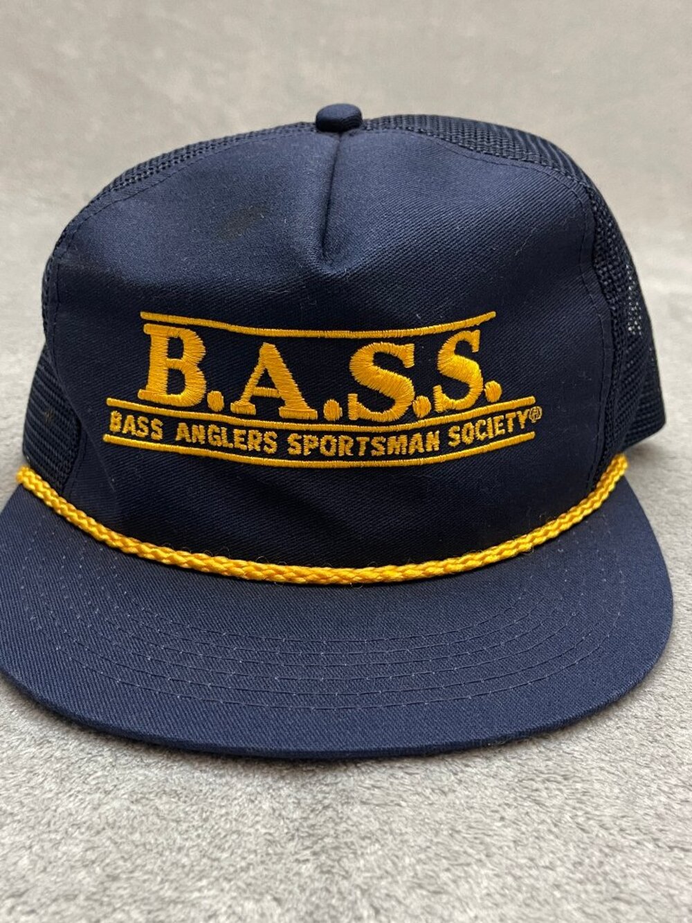 VTG K Products BASS Anglers Sportsman Society Trucker Hat Snapback Mesh Rope